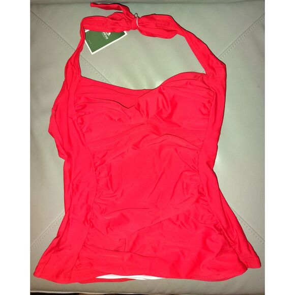 NWT  Eomenie Halter Tankini Swimsuit Set Size S Red Summer Beach Pool 2 Piece - Picture 2 of 10